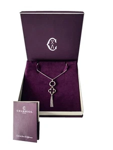CHARRIOL LA FLEUR NECKLACE WITH STAINLESS STEEL CABLE & STERLING SILVER CHAIN - Picture 1 of 4
