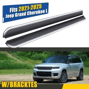 Fixed Running Boards Fit for 2021-2025 Jeep Grand Cherokee L Side Steps Nerf Bar - Picture 1 of 10