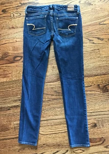 American Eagle Skinny Jeans Women's Size 2 Regular Dark Blue Denim Stretch - Picture 1 of 8