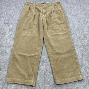 Polo Ralph Lauren Andrew Pant Men 40x30 Tan Corduroy Trousers Pleated fits 37x28 - Picture 1 of 13