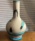 8.5? Betty Selby Pottery Native American Vase 1988 Turquoise Tan Hand Painted