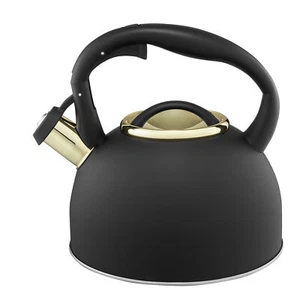 Wasserkessel mit Pfeife Wasserkocher Teekessel Edelstahl Induktion 2,5 L schwarz - Bild 1 von 3