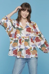Roberta Roller Rabbit Cheri Floral Sasoka Top Size Small NWT Blouse Tunic $148 - Picture 1 of 5