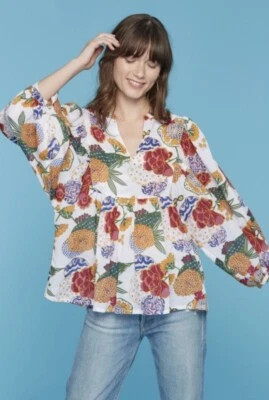 Roberta Roller Rabbit Cheri Floral Sasoka Top Size Small NWT Blouse Tunic $148 - Image 1 of 4