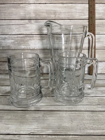 NCAA Baylor University Bears Glass Pitcher 60oz Clear with Two Mugs Included Cover