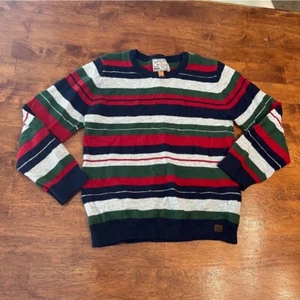 Mayoral knit red green navy gray striped cotton wool blend sweater boys size 9 - Picture 1 of 5