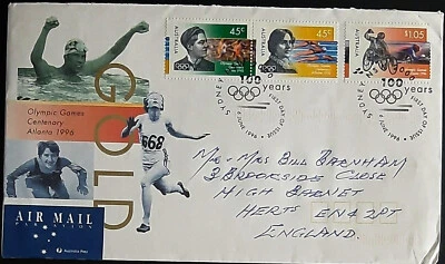 (AUS-213) Australia 1996 Olympic Games ATLANTA set FDC addressed - Image 1 of 3