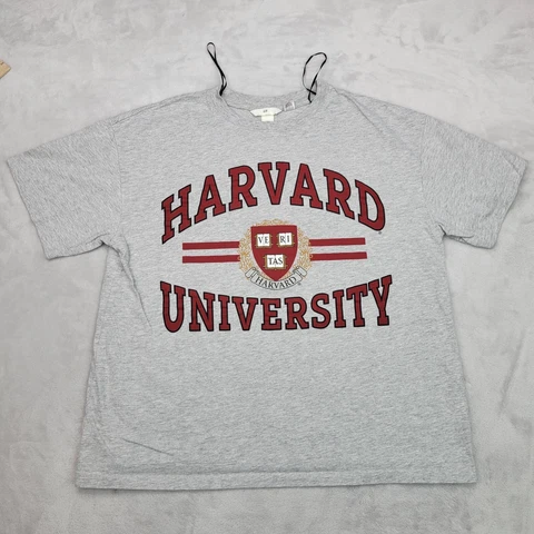 Harvard Shirt Women Medium Grey Crew Cotton Ivy League Team University Veritas Cover