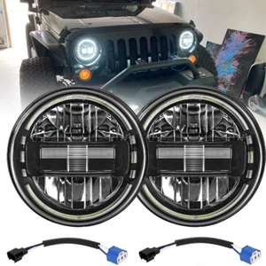 For Jeep Wrangler JK TJ Pair 7'' Round LED Headlights Hi/Lo Beam Headlamps - Picture 1 of 7