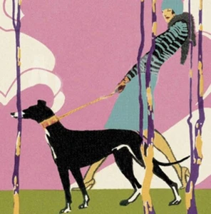 Greyhound Dog Tile Art Piece "Promenade" - Stand or Hang 4-1/4" Square - Picture 1 of 2
