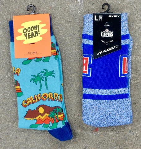 2 Pack NBA LA Clippers Logo Socks Crew Blue Red Cali Bear Varsity Los Angeles Cover