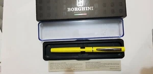 PENNA SFERA BORGHINI MADE IN ITALY LACCA GIALLA METALLIZZATA REGALO LAUREA - Foto 1 di 3