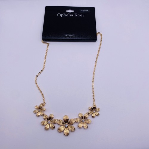 VETEMENTS Collana con fiori Ophelia Roe tono oro 18” + 3” Ext nuova