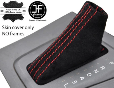 BOTA DE CAMBIO AUTOMÁTICO DE GAMUZA REAL PUNTADA ROJA SE ADAPTA A VOLVO V70 S60 2000-2004 Foto 1 de 3