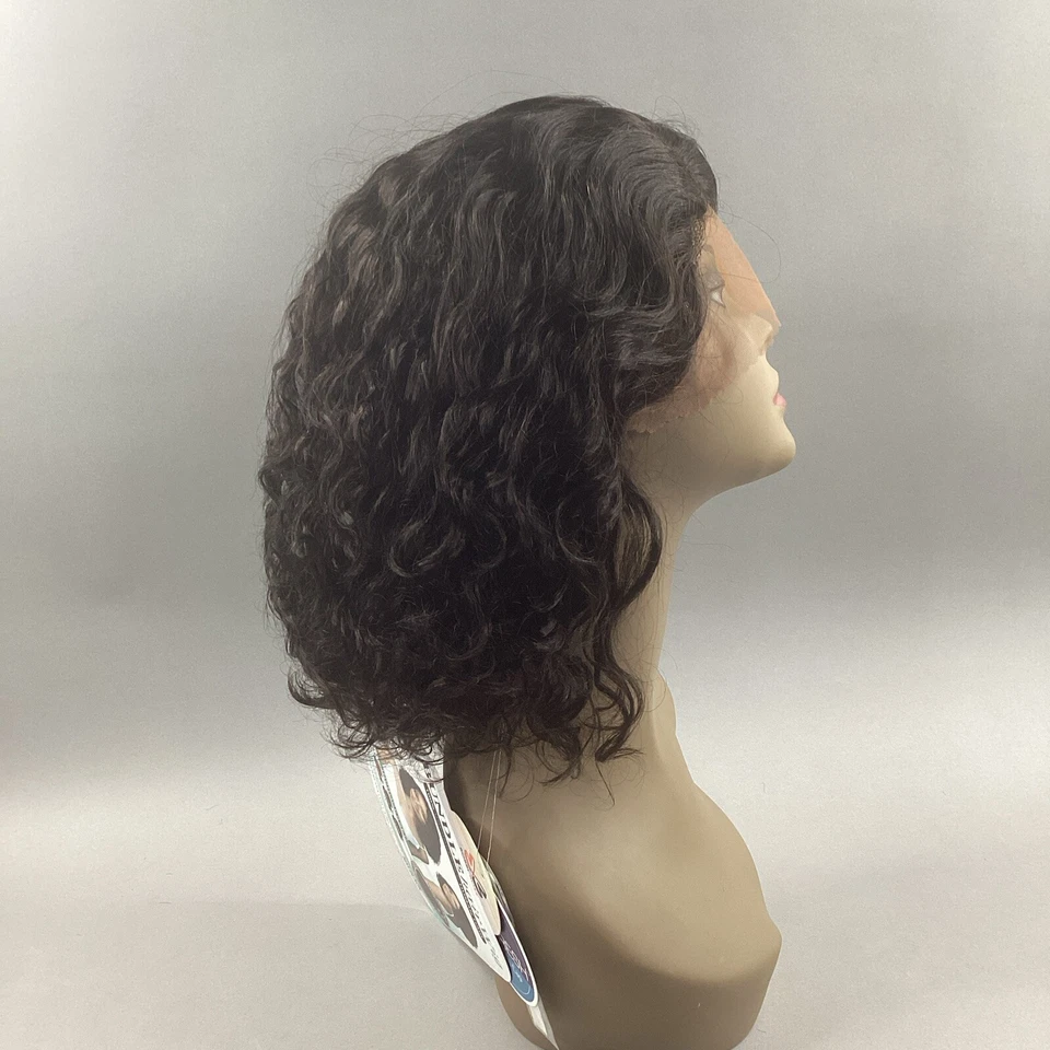 "Peluca frontal de encaje de oreja a oreja 100 % cabello humano negro natural Water Curl 12""" Foto 1 de 4