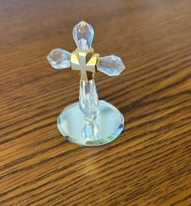 CRYSTAL DE LITES by Manon 2" Cross Hand Blown Crystal - Picture 1 of 5