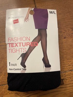 Medias Hanes Style Essentials Fashion texturizadas negras 1 par talla M/L Foto 1 de 4