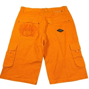 COOGI Shorts Mens 38 Bright Orange Cargo Pocket Embroidery Vintage Baggy Y2K - Picture 1 of 24