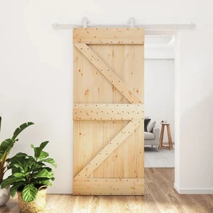 Sliding Door with Hardware Set 90x210 cm Solid Wood Pine Interior Door Hom 03085 - Picture 1 of 11