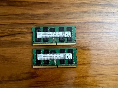 Lot of 2 SK hynix 16GB 2RX8 PC4-2400T-TG1-11 ECC SODIMM, HMA82GS7AFR8N-UH - Image 1 of 2