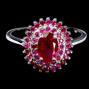 925 Sterling Silver Ring Oval Ruby 7x5mm Natural Gemstone Jewelry Size 8 - Picture 1 of 14