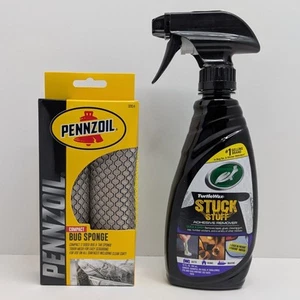 Bug Sap Grime Kit Turtle Wax Adhesive Remover + Pennzoil Bug Sponge Combo - Picture 1 of 8