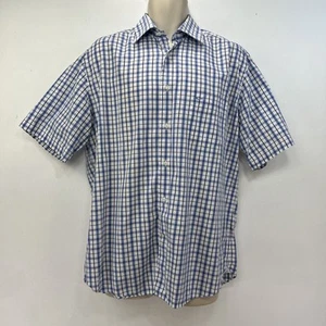 Paul & Shark Shirt Men's Large Blue Check Short Sleeve Button Up Cotton Beach - Picture 1 of 12