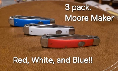 🎄Pacote com 3 Vermelho, Branco e Azul MOORE MAKER MATADOR TEXAS FEITO NOS EUA!!!! - Imagem 1 de 4