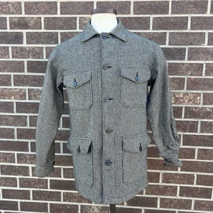 Vintage Field & Stream Black White Houndstooth Wool Hunt Shirt Jacket Shacket 36 - Picture 1 of 14