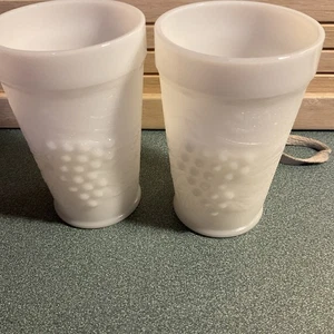 Vintage Anchor Hocking Milk Glass Tumblers With Grape Design 2 Each - Picture 1 of 5