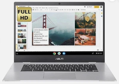 Asus Chromebook CX1500 Laptop 15.6" Intel N4500 4GB RAM 128GB SSD  Silver - Image 1 of 4