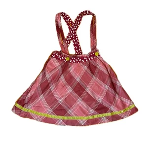 Matilda Jane NEW pink red plaid flannel overall skirt kids size 10 fall retro - Picture 1 of 11