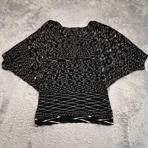 BCBG Max Azria Pleated Dolman Blouse Top Women's M Black White Silk Blend - Picture 1 of 10