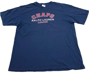 Vintage Ralph Lauren Chaps Shirt Men Large Blue Tee Spell Out Sports Navy Y2K * - Picture 1 of 10