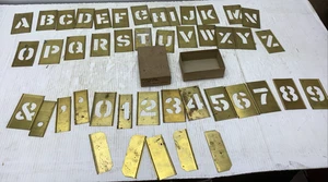 Vintage 4" Messing allgemeine Schablonen ineinandergreifend # Buchstaben Figuren Brooklyn - Bild 1 von 10