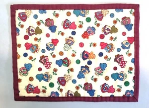 Block Quilt, Coverlet, Blanket, Dollhouse Miniature, Burgandy- Hand-stitched - Picture 1 of 2