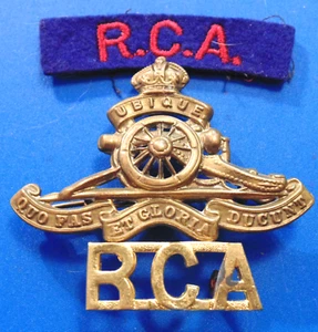 De colección Segunda Guerra Mundial Canadá RCA Artillería Real Canadiense Gorra de latón Insignia Hombro Títulos - Imagen 1 de 2