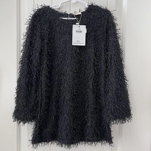 M.L. Kids Girls Size 5 Black Shaggy Shabby Chic NWT Bell Sleeve Tunic Top Lined - Picture 1 of 8