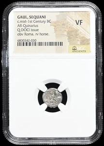 CELTIC, Central Gaul. Sequani. 1st Century BC. Quinarius, Q DOCI, NGC VF - Picture 1 of 2