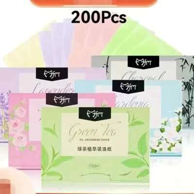 200pcs Oil Absorbing Blotting Papers-Portable,All Skin Types,Facial Oil Control - Image 1 of 4