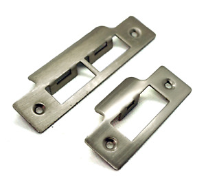 Satin Strike Plates Brushed Singles or Doubles for Mortice Lock Tubular Latch 