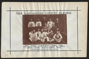 FOTOGRAFÍA ORIGINAL DEL EQUIPO DE CRICKET ALBÚMINA CAMPEONES DEL CONDADO DE LANCASHIRE 1881 - Imagen 1 de 1