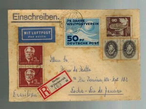 1951 Berlin East Germany DDR Cover to Brazil # 72 48 58 57 - Picture 1 of 2