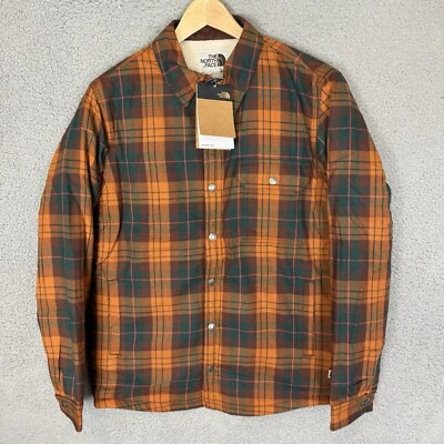 The North Face Campshire Shirt Mens S Orange Plaid Sherpa Lined Snap Pockets NWT - Image 1 of 4