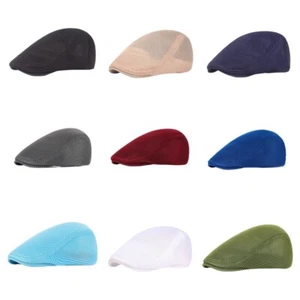 Herren Netz Schirmmütze atmungsaktiv Coolness Casquette Efeu Fahrer Cabbie flache Mütze - Bild 1 von 17
