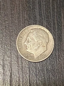 ROOSEVELT DIME 1956-D COIN - VF(Very Fine) with 90% Silver & 10% Copper Content - Picture 1 of 2