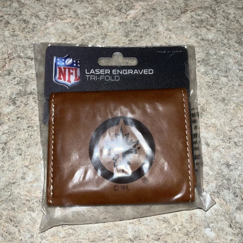 Winnipeg Jets NHL Laser Engraved Brown Trifold Wallet Cover