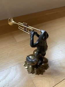 FROG playing Trumpet - pewter & brass - Petites Choses Mushrooms - Picture 1 of 3