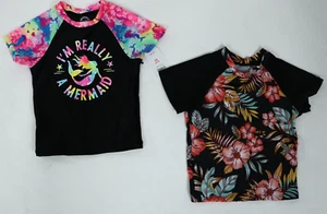 Girls Wonder Naton 2 Pc Black Floral Rashguard Swimwear Tees Tops Sz XS 4/5 NEW - Picture 1 of 4