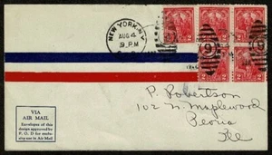 SE68A UNITED STATES 1927 Air mail cover from New York to Peoria 5 x 2c Vermont - Picture 1 of 2